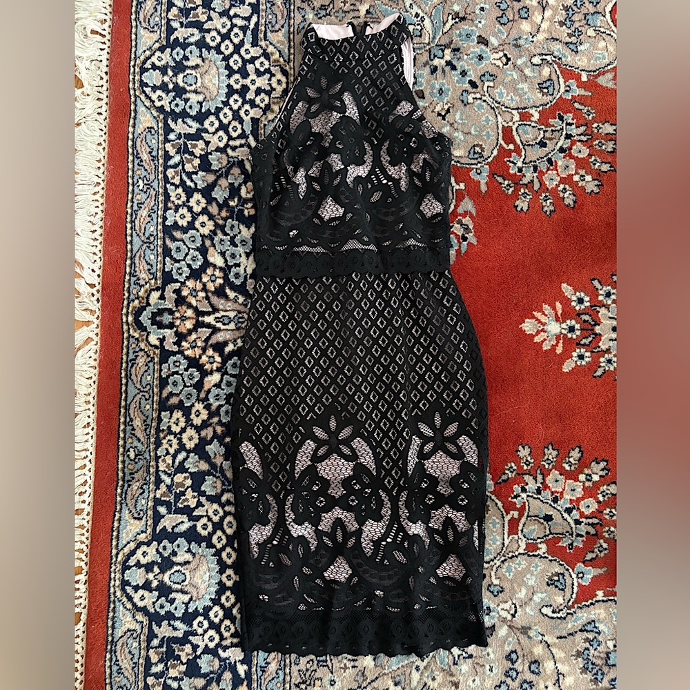 ✨HOST PICK ✨ASOS Petite Black Lace High Neckline Cocktail Dress